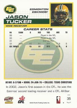 2003 Pacific  CFL #35 Jason Tucker Back