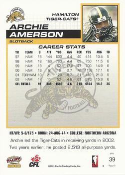 2003 Pacific  CFL #39 Archie Amerson Back