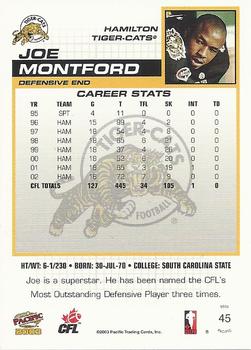 2003 Pacific  CFL #45 Joe Montford Back