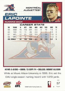 2003 Pacific  CFL #57 Eric Lapointe Back