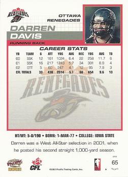 2003 Pacific  CFL #65 Darren Davis Back