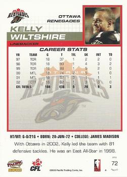 2003 Pacific  CFL #72 Kelly Wiltshire Back