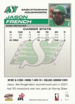 2003 Pacific  CFL #73 Jason French Back