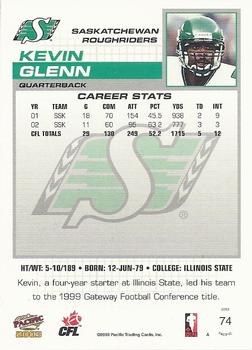2003 Pacific  CFL #74 Kevin Glenn Back