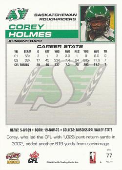 2003 Pacific  CFL #77 Corey Holmes Back