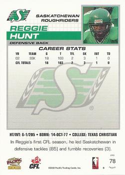 2003 Pacific  CFL #78 Reggie Hunt Back