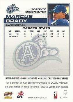 2003 Pacific  CFL #86 Marcus Brady Back