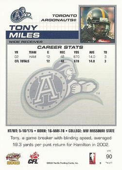 2003 Pacific  CFL #90 Tony Miles Back