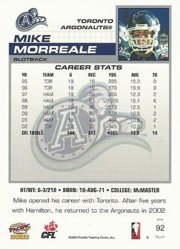 2003 Pacific  CFL #92 Mike Morreale Back