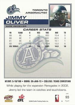 2003 Pacific  CFL #93 Jimmy Oliver Back