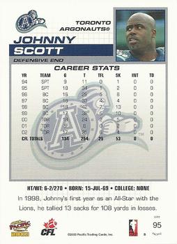 2003 Pacific  CFL #95 Johnny Scott Back