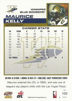 2003 Pacific  CFL #103 Maurice Kelly Back