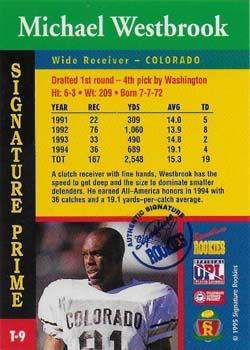 1995 Signature Rookies Signature Prime - TD Club Autographs #T-9 Michael Westbrook Back