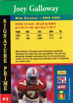 1995 Signature Rookies Signature Prime - TD Club Previews #P-3 Joey Galloway Back