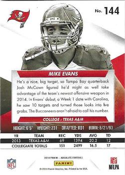 2014 Panini Absolute #144 Mike Evans Back