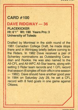 1984 JOGO #100 Dave Ridgway Back