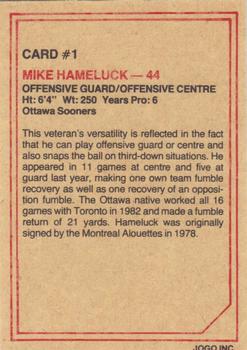 1984 JOGO #1 Mike Hameluck Back