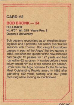 1984 JOGO #2 Bob Bronk Back