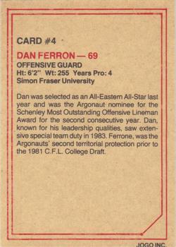 1984 JOGO #4 Dan Ferrone Back