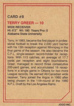 1984 JOGO #8 Terry Greer Back