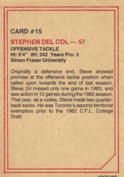 1984 JOGO #15 Steve Del Col Back