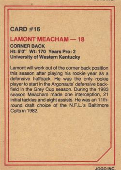 1984 JOGO #16 Lamont Meacham Back