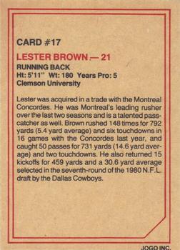 1984 JOGO #17 Lester Brown Back