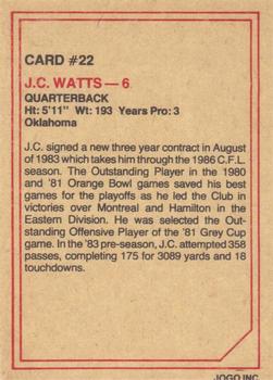 1984 JOGO #22 J.C. Watts Back