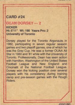 1984 JOGO #24 Dean Dorsey Back