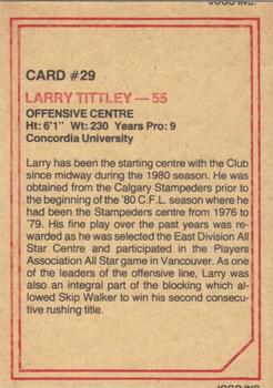1984 JOGO #29 Larry Tittley Back