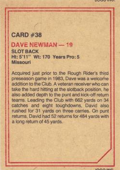 1984 JOGO #38 Dave Newman Back