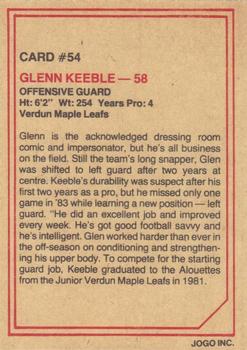 1984 JOGO #54 Glenn Keeble Back