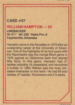 1984 JOGO #57 William Hampton Back