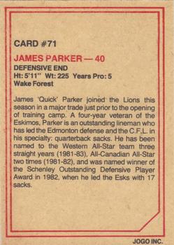 1984 JOGO #71 James Parker Back