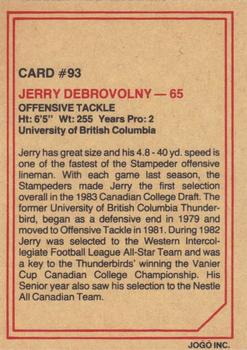 1984 JOGO #93 Jerry Dobrovolny Back