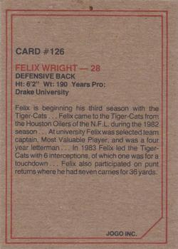 1984 JOGO #126 Felix Wright Back