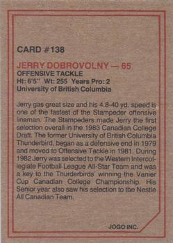 1984 JOGO #138 Jerry Dobrovolny Back
