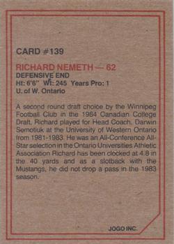 1984 JOGO #139 Richard Nemeth Back