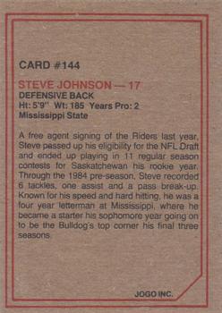1984 JOGO #144 Steve Johnson Back