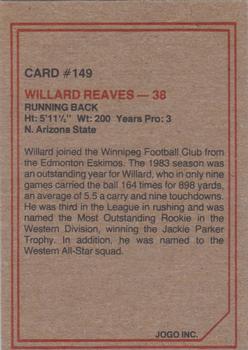 1984 JOGO #149 Willard Reaves Back