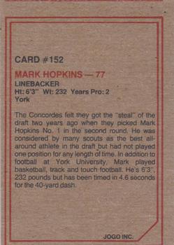 1984 JOGO #152 Mark Hopkins Back