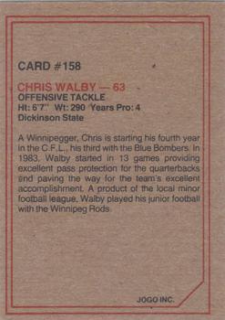 1984 JOGO #158 Chris Walby Back