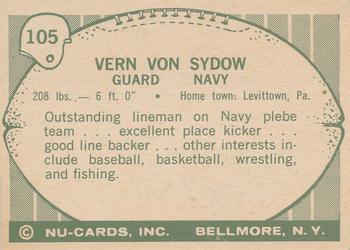 1961 Nu-Cards Football Stars #105 Vern Von Sydow Back