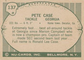 1961 Nu-Cards Football Stars #137 Pete Case Back