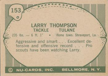 1961 Nu-Cards Football Stars #153 Larry Thompson Back