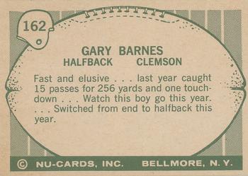 1961 Nu-Cards Football Stars #162 Gary Barnes Back