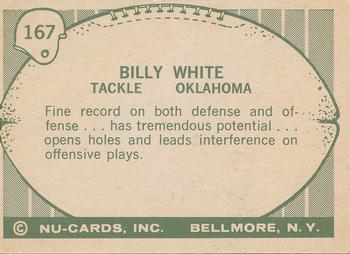 1961 Nu-Cards Football Stars #167 Billy White Back