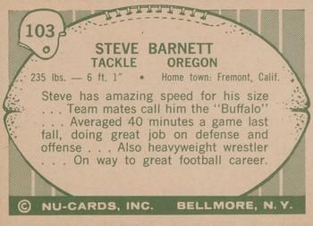 1961 Nu-Cards Football Stars #103 Steve Barnett Back