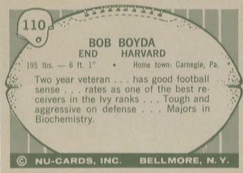 1961 Nu-Cards Football Stars #110 Robert J. Boyda Back