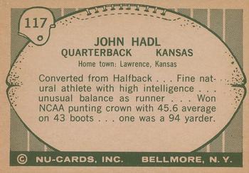 1961 Nu-Cards Football Stars #117 John Hadl Back